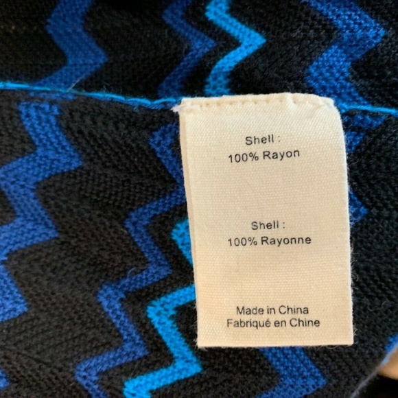 L'Agence Lagence Womens Sz S Open Front Cardigan Duster zigzag Blue Black Sweate - Picture 6 of 7